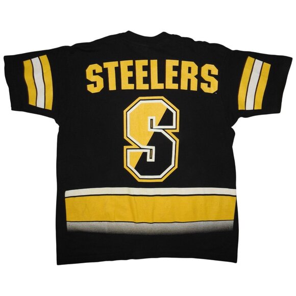 Vintage 1995 Steelers AOP Single Stitch T-Shirt Salem Sportswear Large Made USA - Picture 8 of 10